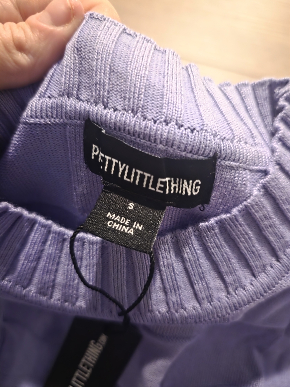 PrettyLittleThing Lilac Textured Check Crewneck Sweater - Picture 2 of 2